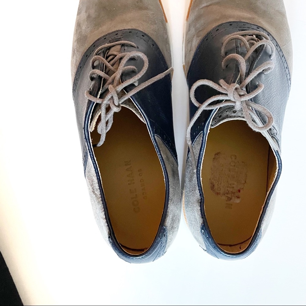 Cole Haan Grand OS Oxfords Grey Blue Suede - Picture 3 of 5